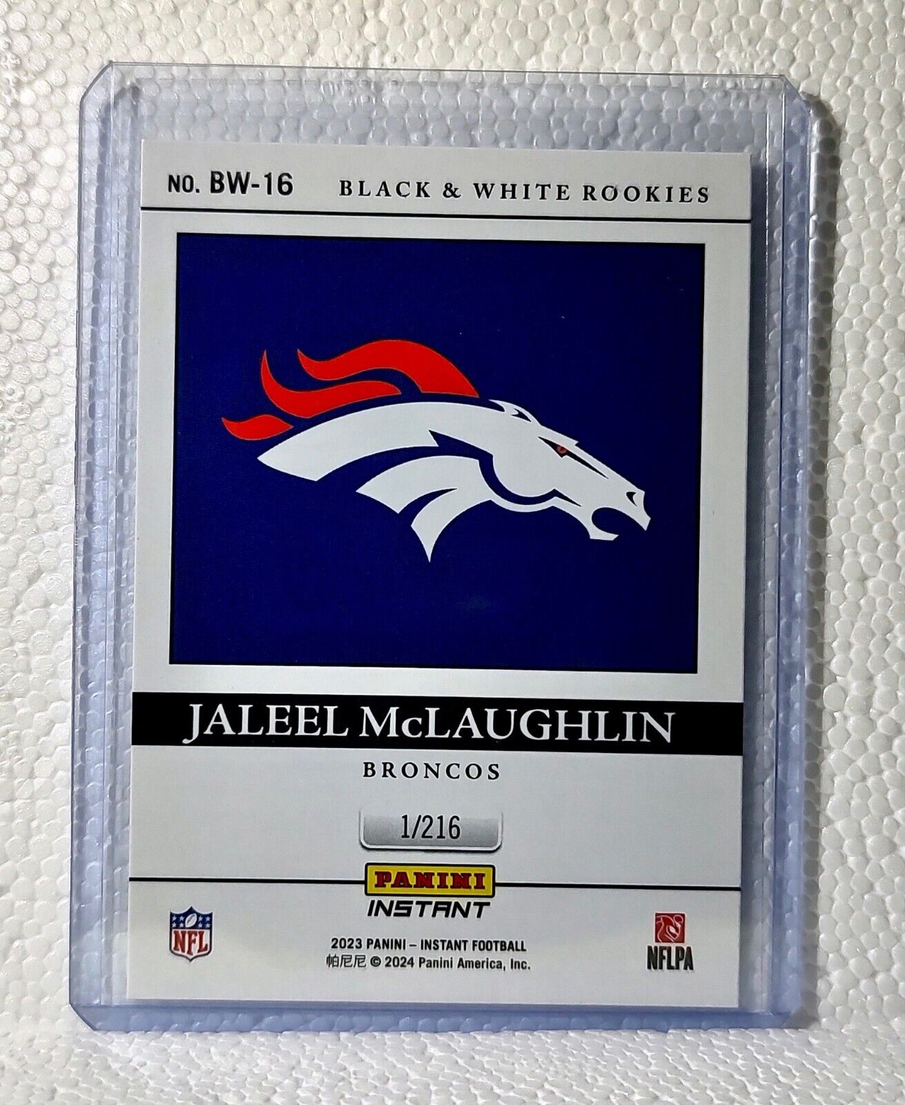 Jaleel McLaughlin 2023 Panini NFL #16 Black & White Rookies Card Broncos 1/216