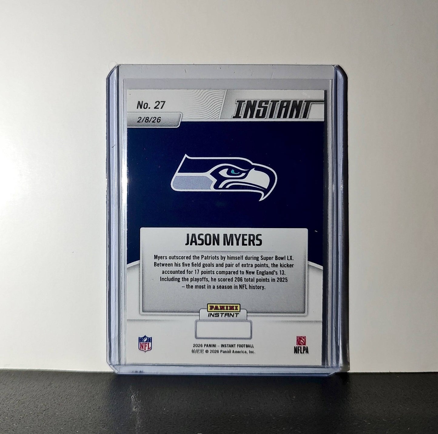 Jason Myers 2026 Panini NFL Super Bowl LIX Champions #27 Card Seattle Seahawks