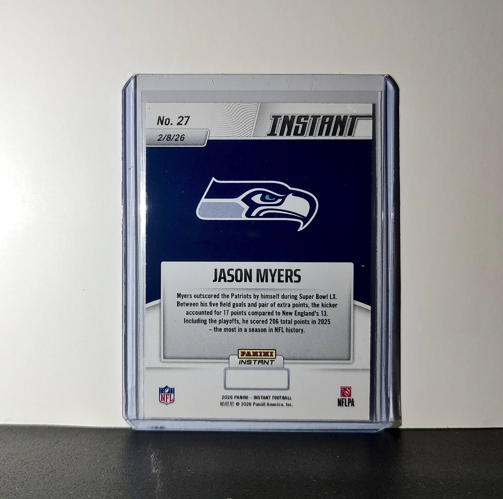 Jason Myers 2026 Panini NFL Super Bowl LIX Champions #27 Card Seattle Seahawks