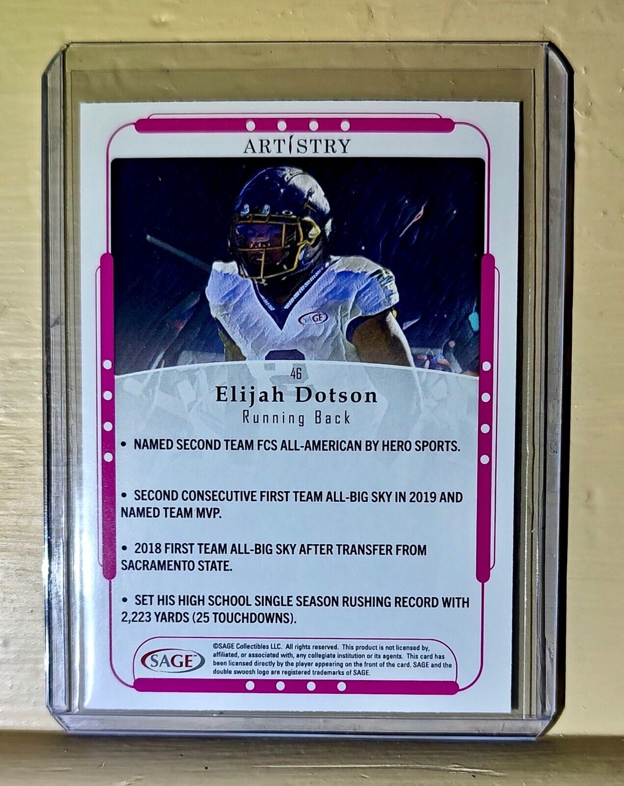 Elijah Dotson 2023 SAGE NFL Artistry Football #46 Card