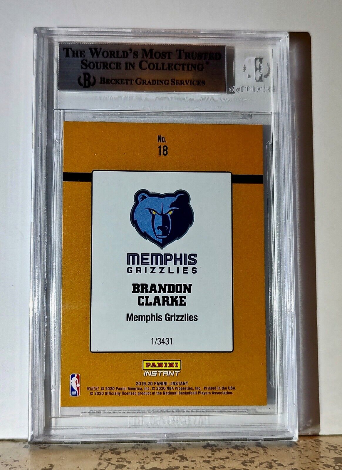 Brandon Clarke 2019-20 Panini NBA #18 Rated Rookies 1/3431 BGS 9 Mint Grizzlies