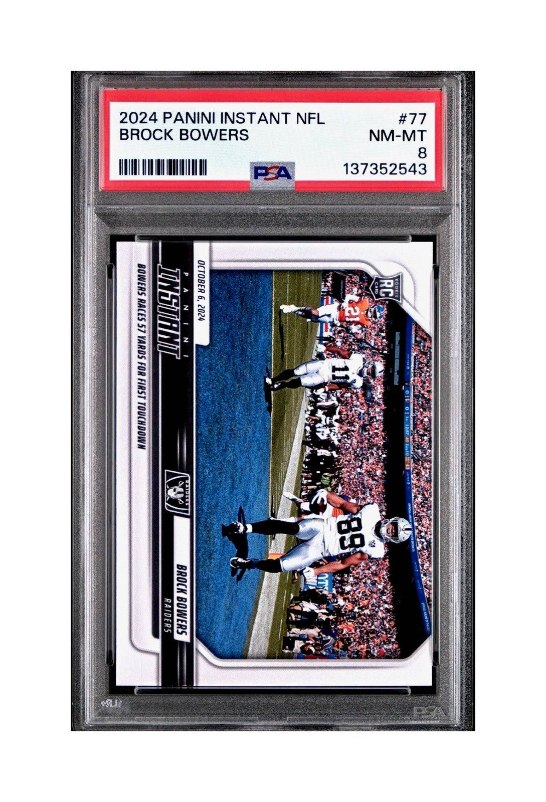 Brock Bowers Rookie 2024 Panini Instant NFL #77 PSA 8 NM-MT
