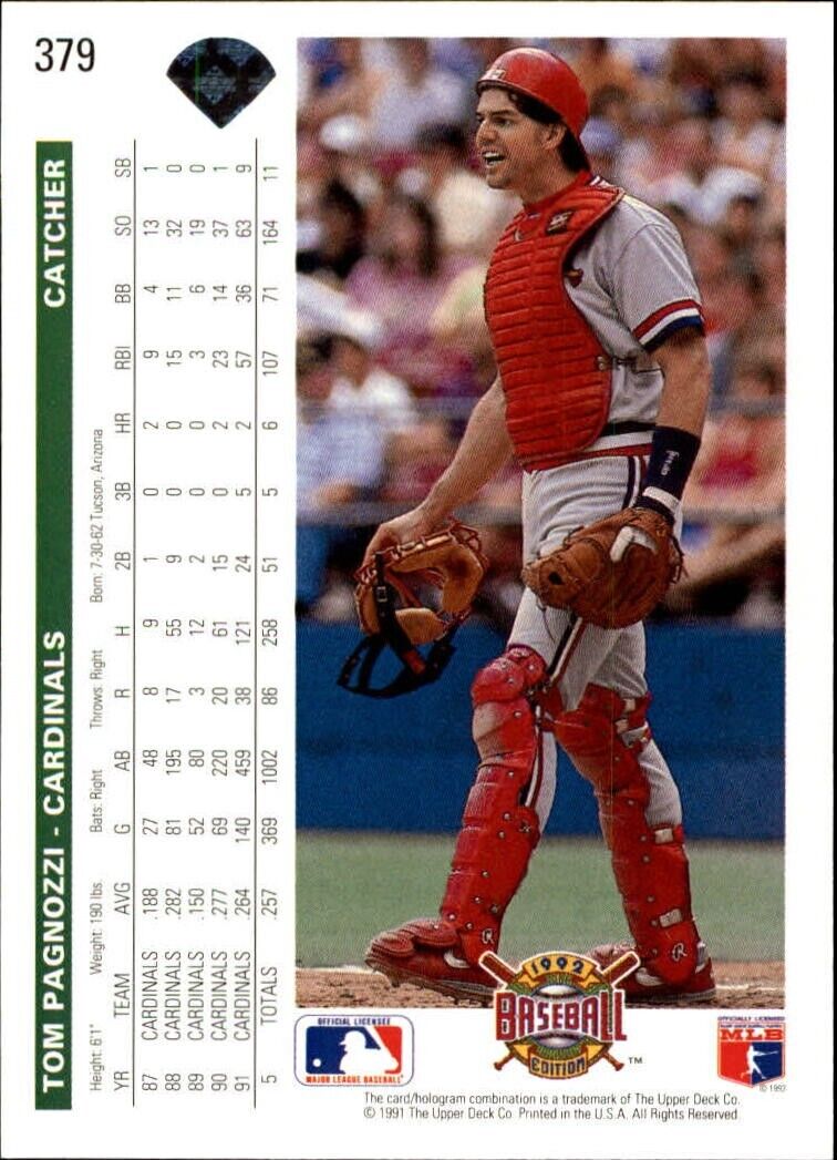 Tom Pagnozzi 1992 Upper Deck MLB #379 Baseball Card St. Louis Cardinals