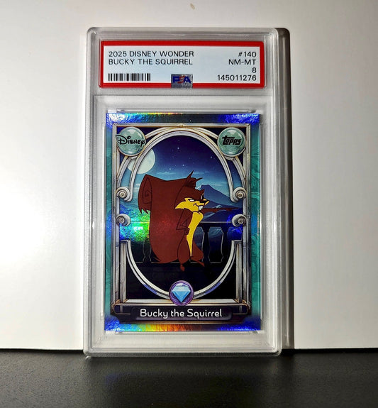 Bucky the Squirrel 2025 Topps Disney #140 Diamond The Emperor's New Groove PSA 8