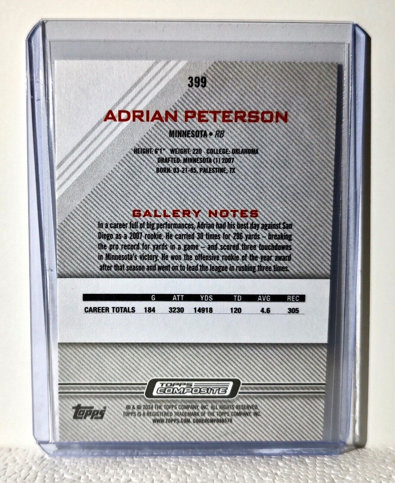 Adrian Peterson 2023 Topps Gallery NFL #399 Football Card Minnesota Vikings