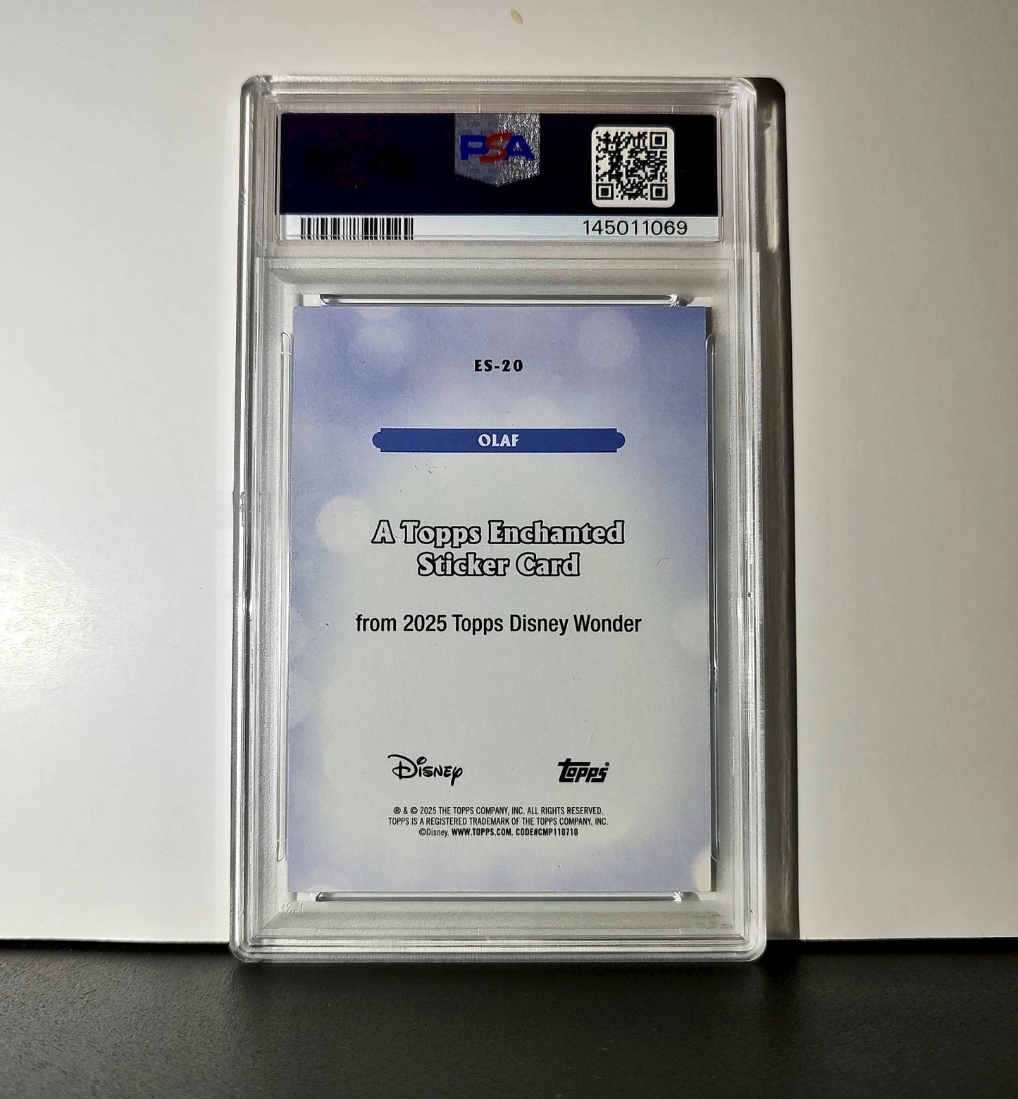 Olaf 2025 Topps Disney #ES-20 Enchanted Sticker Card Frozen PSA 9