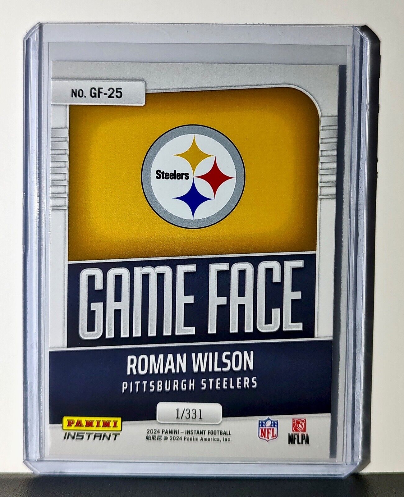 Roman Wilson 2024 Panini Game Face #25 NFL Rookie Card Pittsburgh Steelers 1/331