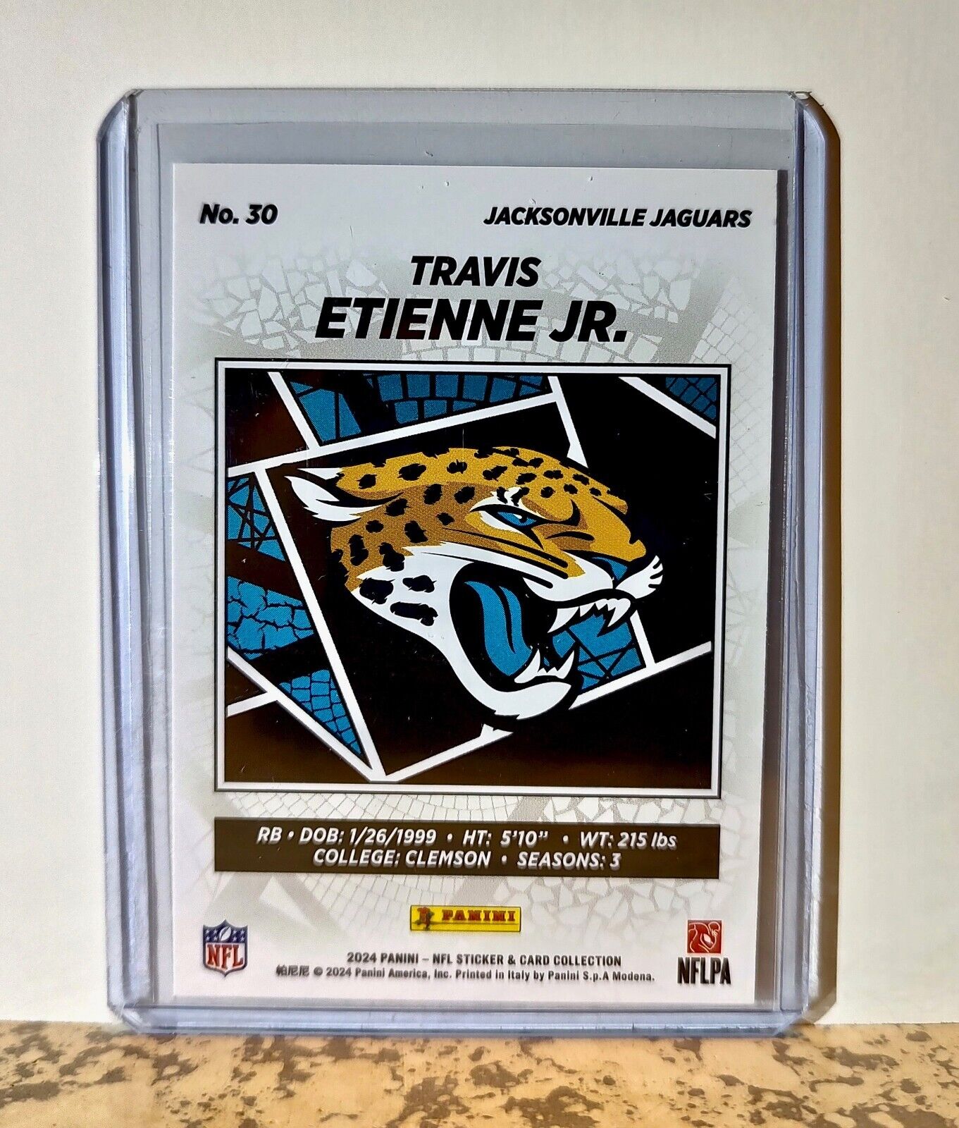 Travis Etienne Jr. 2024 Panini NFL #30 Silver Foil Sticker Card Jaguars