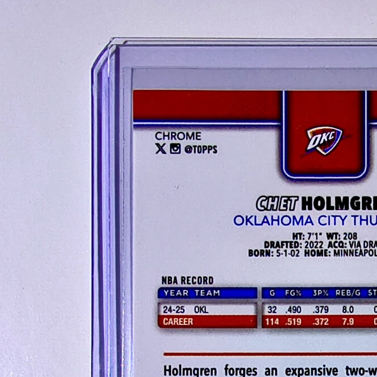 Chet Holmgren 2025-26 NBA Topps Chrome Update #31 Card Oklahoma City Thunder
