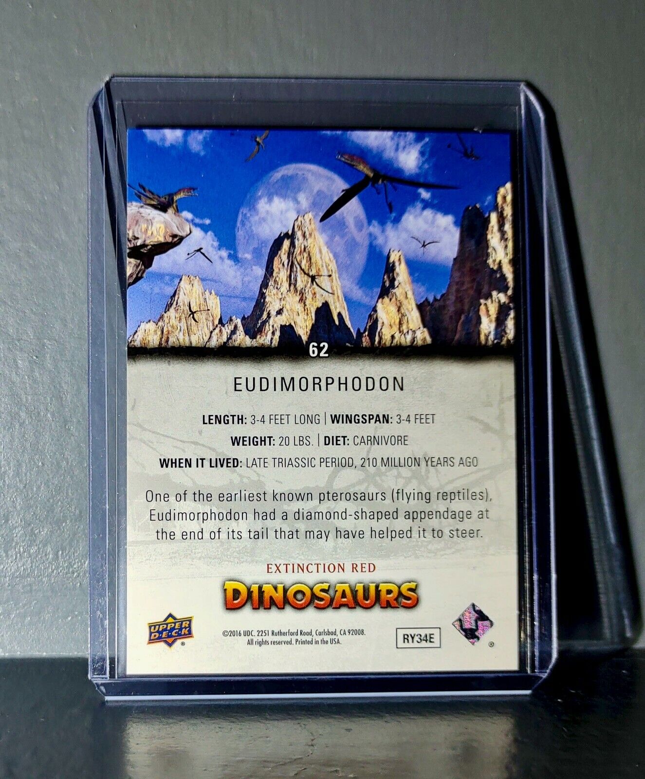 2015 Upper Deck Dinosaurs Eudimorphodon Extinction Red Parallel #62 Card