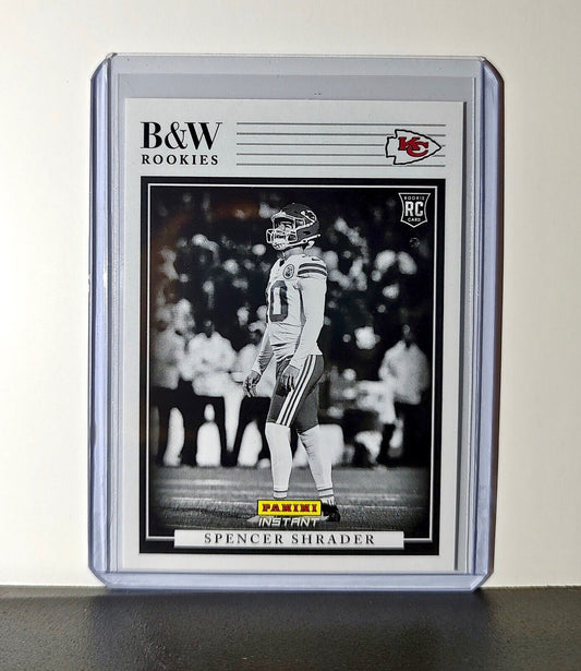 Spencer Shrader 2024 Panini NFL #42 Black & White Rookies Card Chiefs 1 of 680