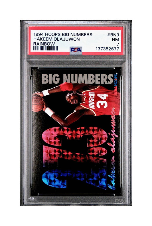 Hakeem Olajuwon 1994 NBA Hoops Big Numbers #BN3 Rainbow PSA 7 NM
