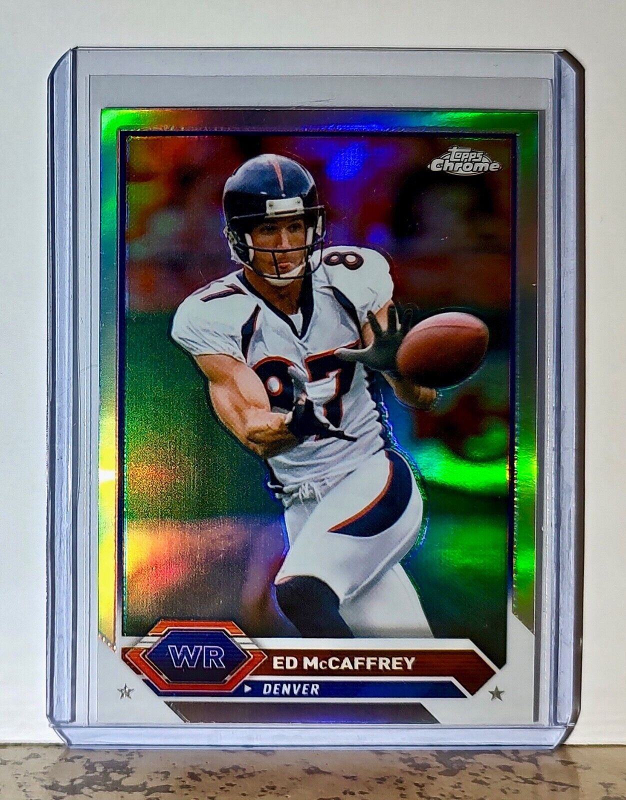 Ed McCaffrey 2023 Topps Chrome Refractor NFL #42 Football Card Denver Broncos