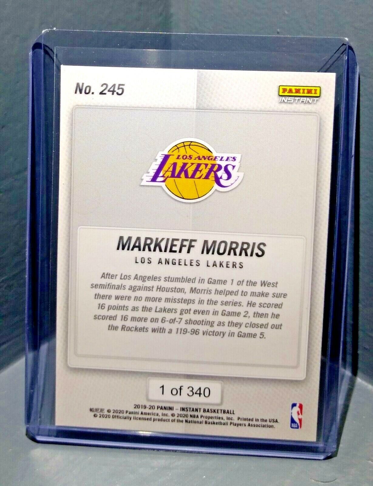 Markieff Morris 2019-2020 Panini NBA Instant Lakers 245 Basketball Card 1 of 340