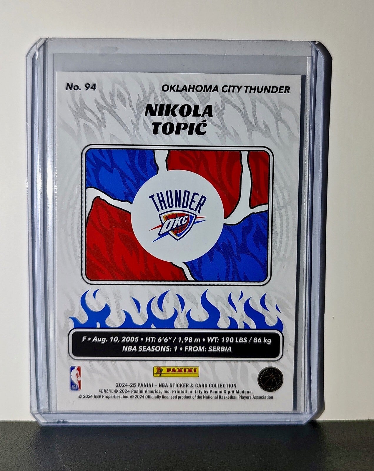 Nikola Topic Rookie 2024-25 Panini NBA #94 Foil Sticker Card Thunder