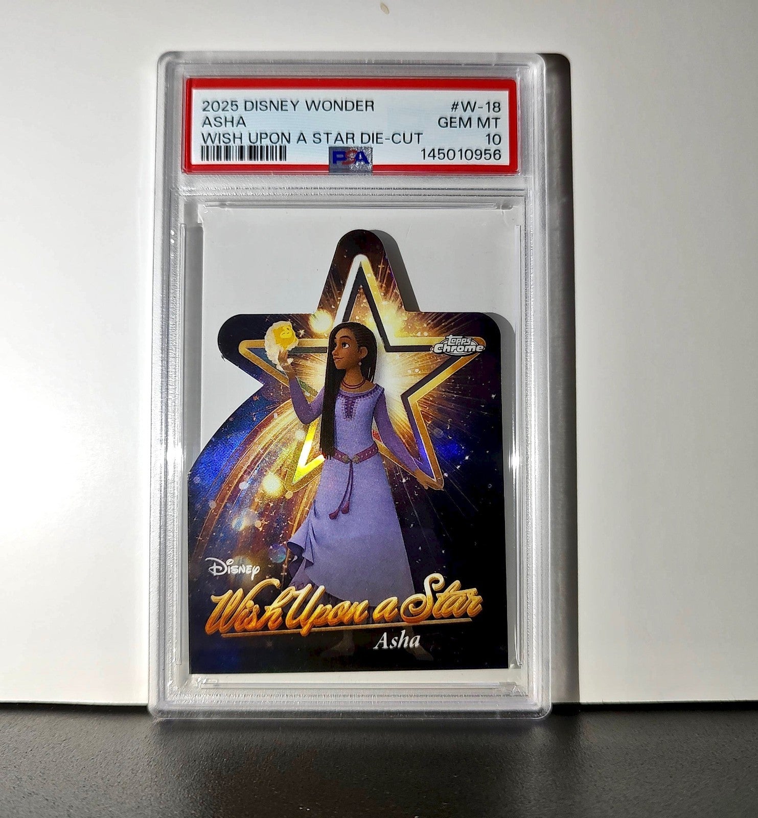 Asha 2025 Topps Chrome Disney #W-18 Wish Upon A Star Die Cut Card Wish PSA 10