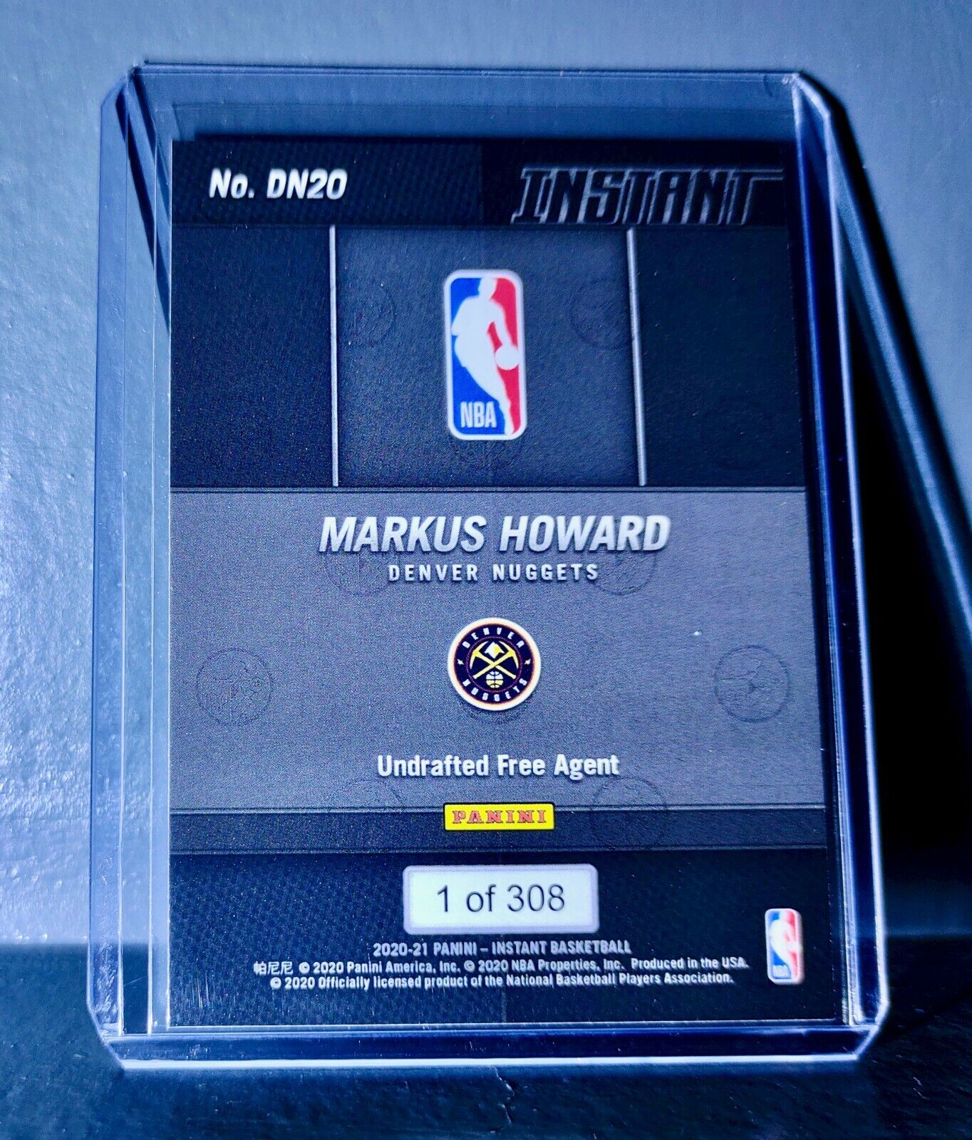 Markus Howard 2020-21 Panini NBA Draft Night #20 Basketball Rookie Card 1 of 308