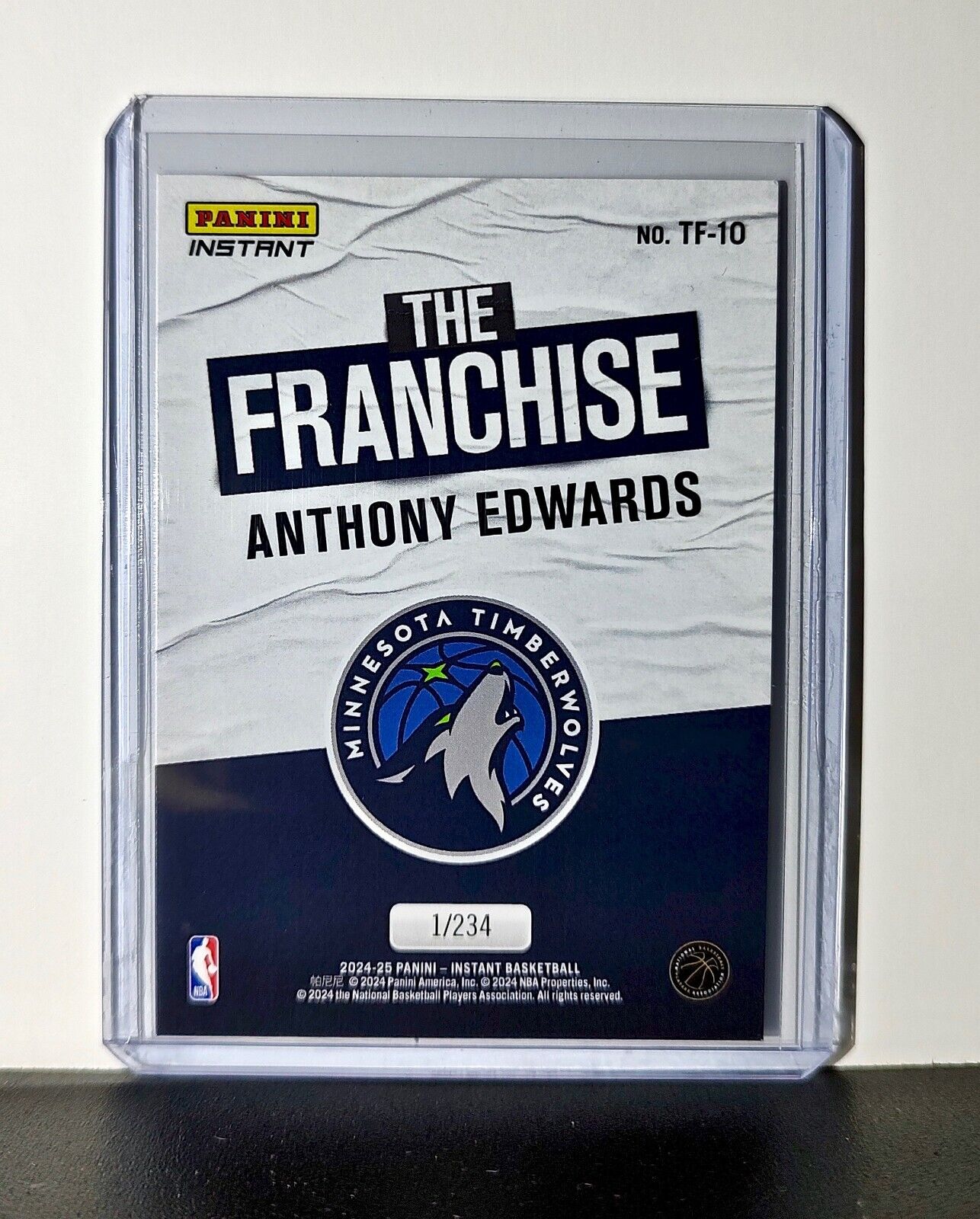 Anthony Edwards 2024-25 Panini The Franchise NBA #10 Card Timberwolves 1/234