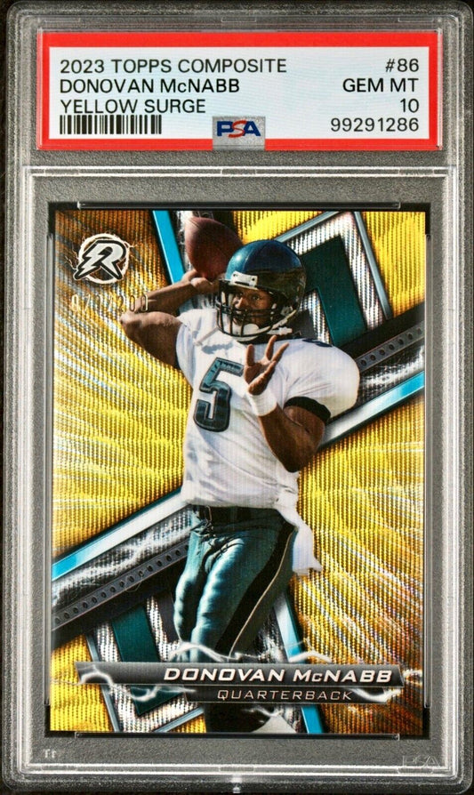 Donovan McNabb 2023 Topps Resurgence NFL #86 Yellow Surge 079/200 Card PSA 10