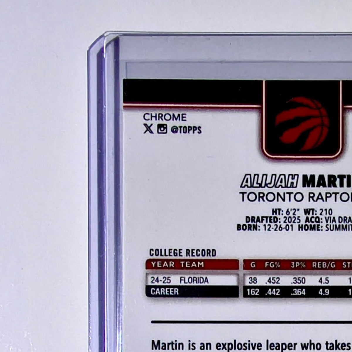 Alijah Martin Rookie 2025-26 NBA Topps Chrome Update Basketball Refractor #190