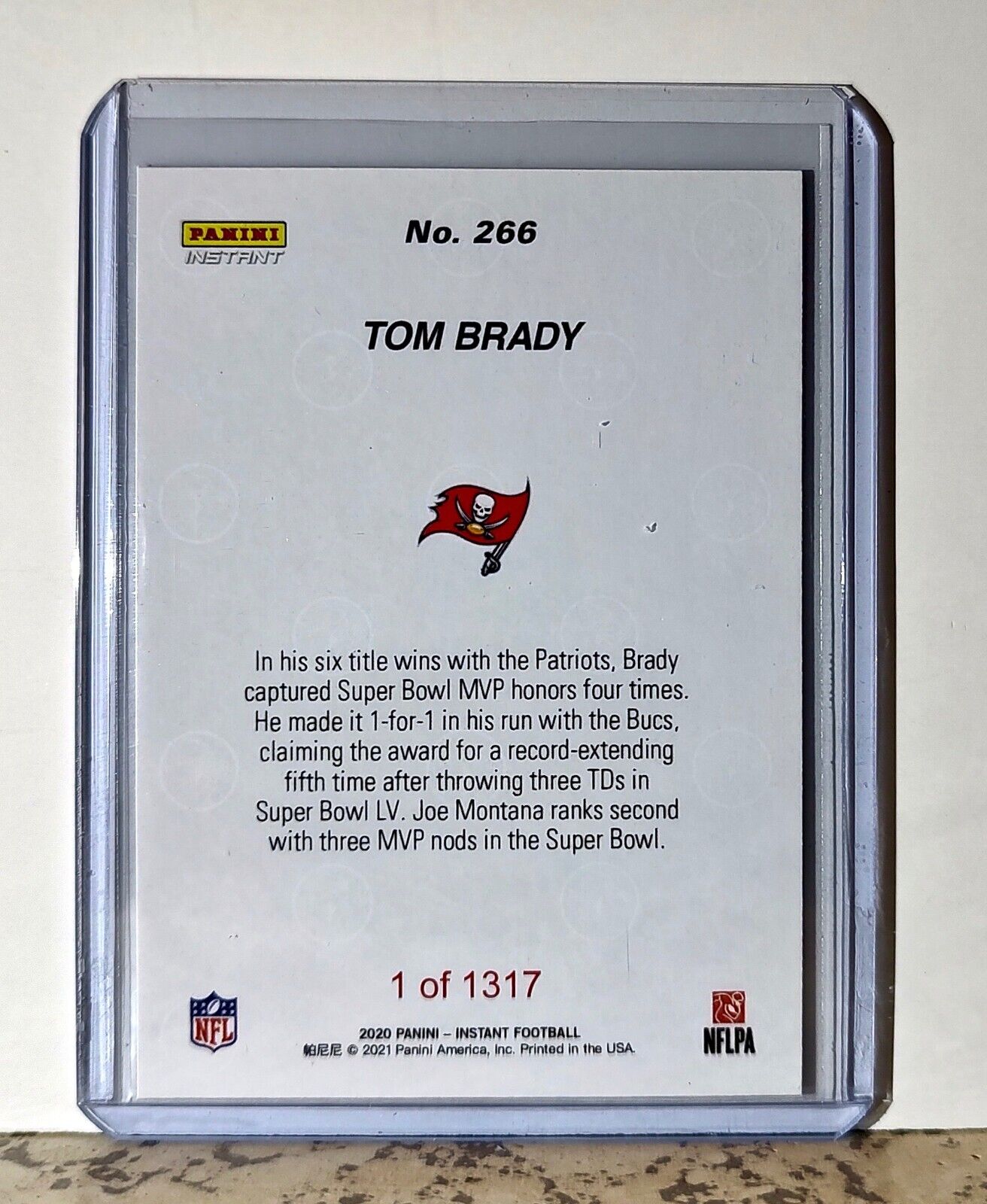 Tom Brady 2020 Panini NFL #266 Superbowl Card Tampa Bay Buccaneers 1 of 1317