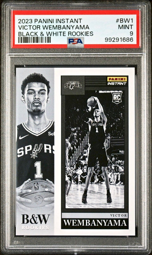 Victor Wembanyama 2023 Panini Black & White Rookies NBA #BW-1 Card PSA 9 Mint