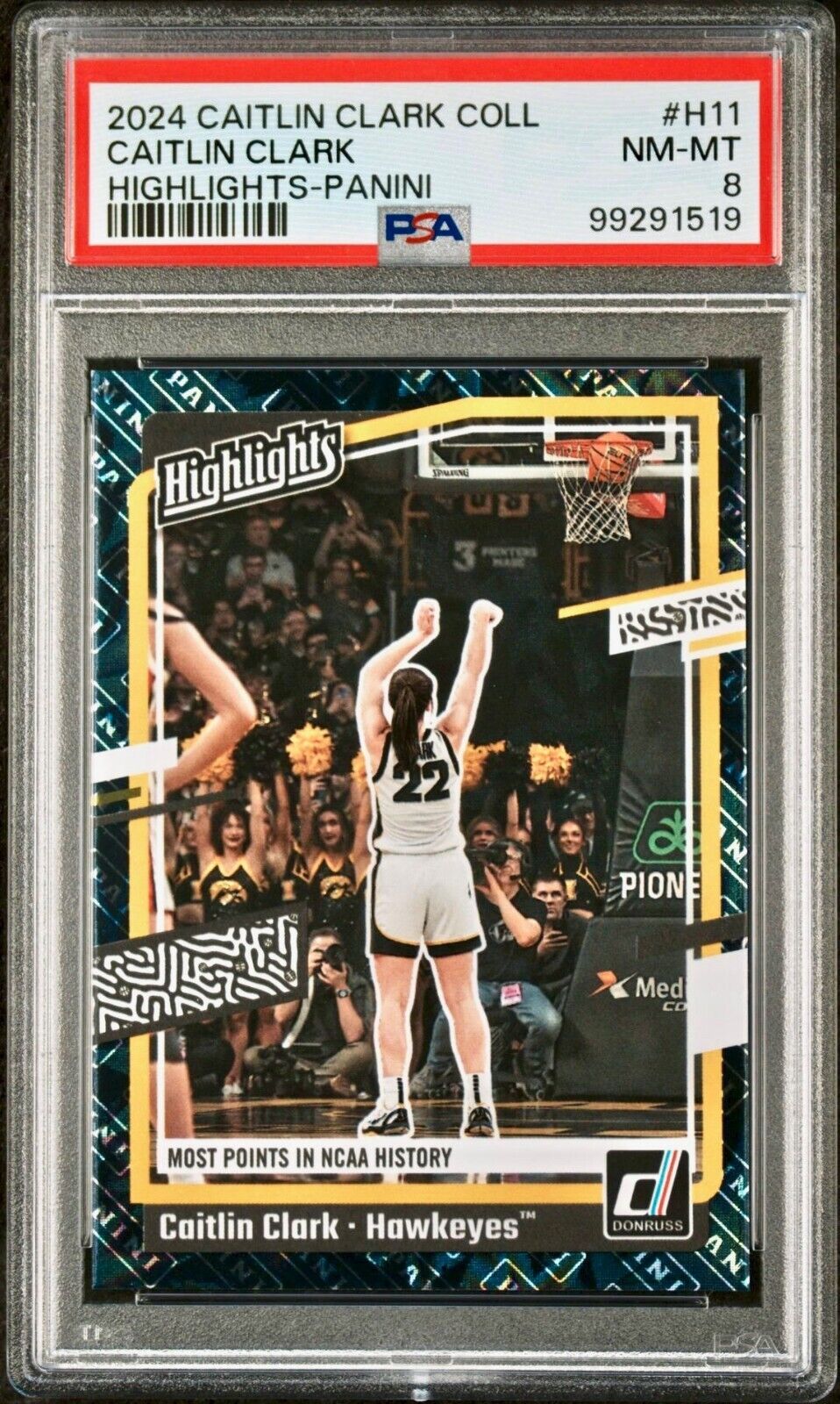 Caitlin Clark 2024 Panini Donruss Highlights H11 Basketball Card PSA 8 NM-MT+