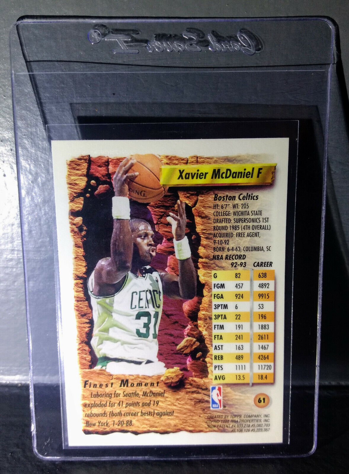 1993-94 Topps Finest Xavier McDaniel #61 Basketball Card