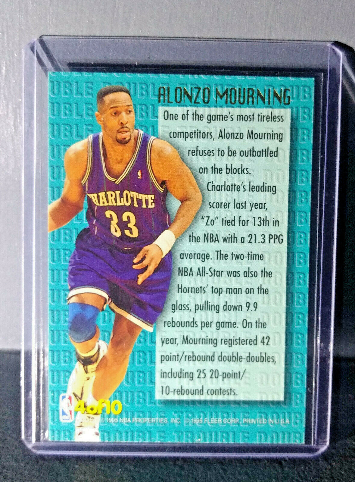 1995-96 Alonzo Mourning Fleer Ultra Double Trouble #4 Basketball Card