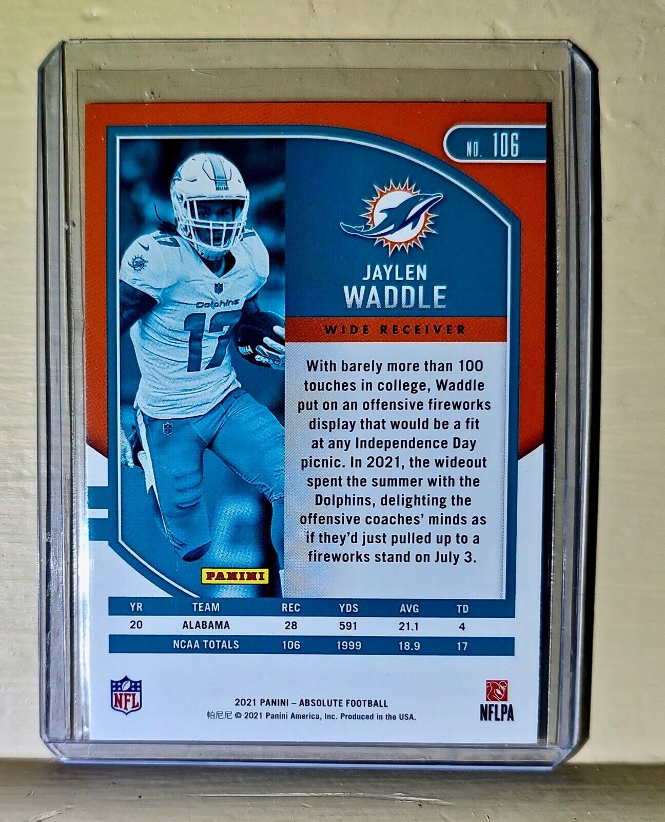 Jaylen Waddle 2021 Panini NFL Absolute Rookie Football #106 Card