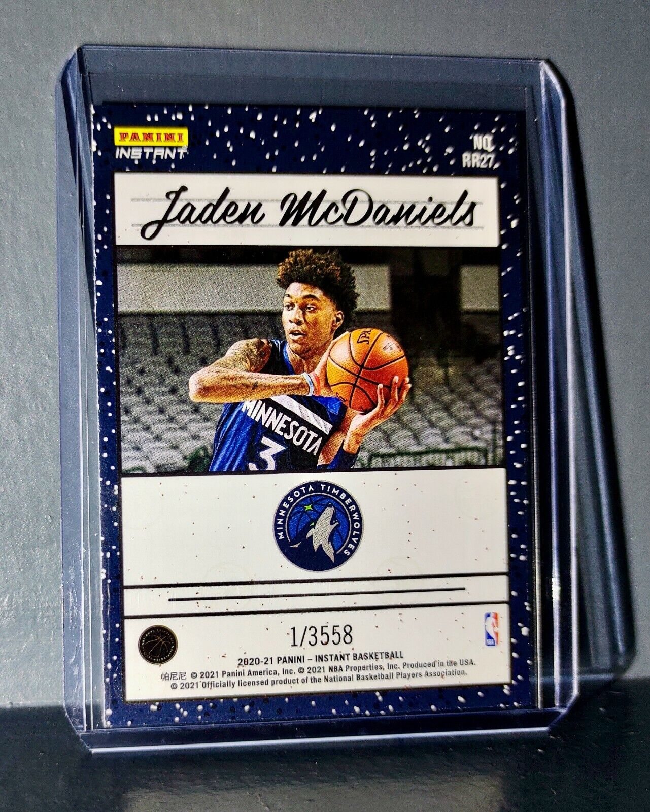 Jaden McDaniels 2020-2021 Panini NBA Instant #27 Rated Rookie Retro Card 1/3558