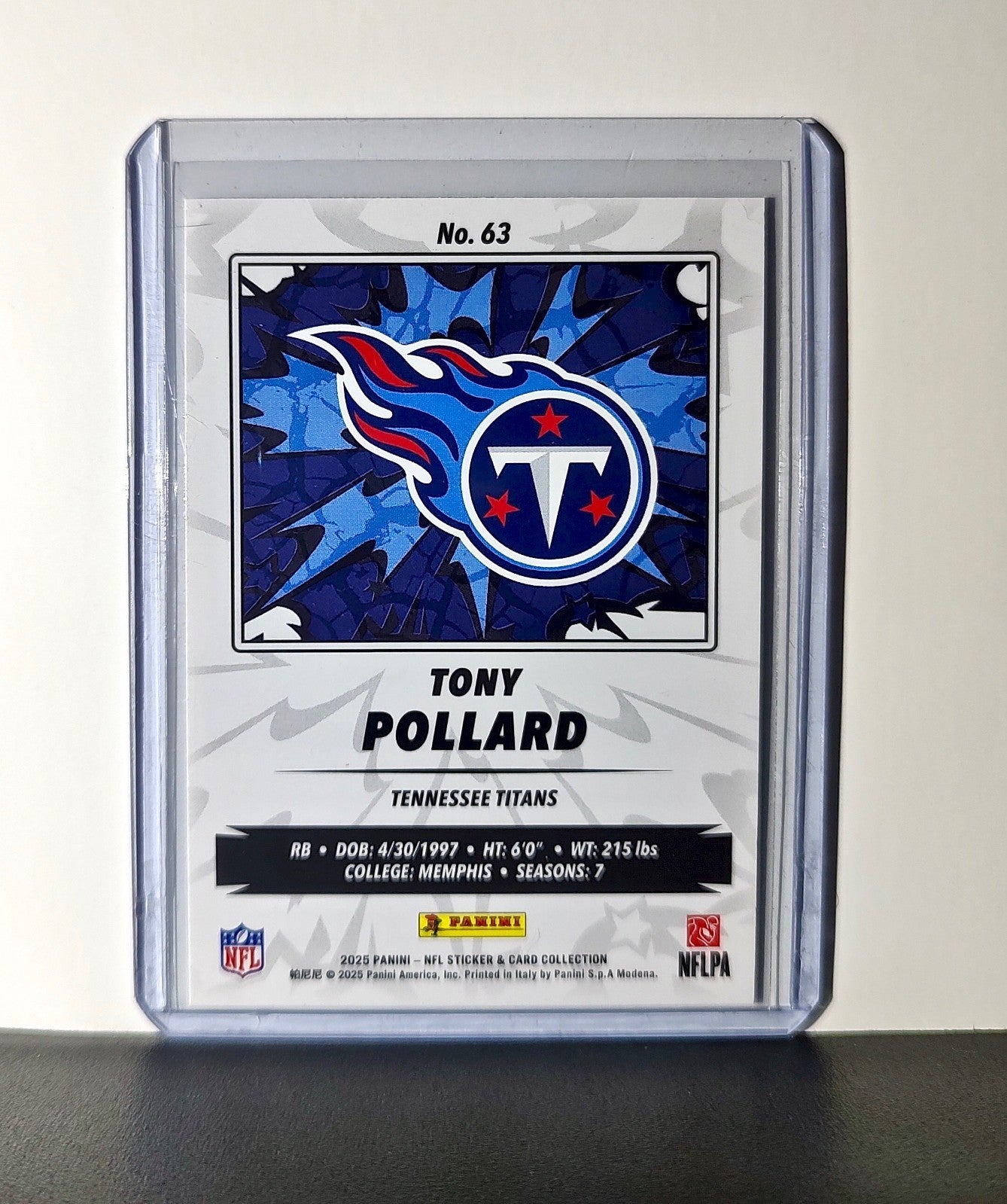 Tony Pollard 2025 Panini NFL #63 Sticker Card Tennessee Titans