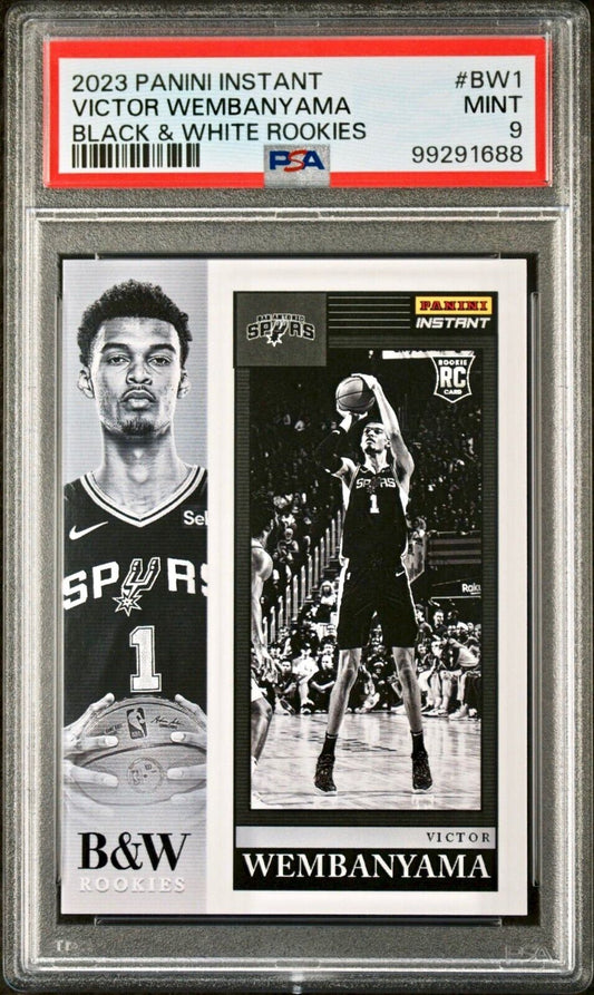 Victor Wembanyama 2023 Panini Black & White Rookies NBA #BW-1 Card PSA 9 Mint