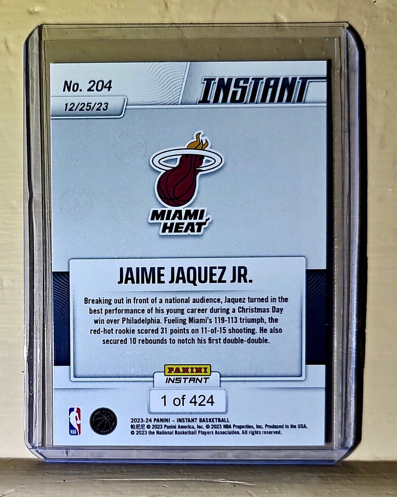 Jaime Jaquez Jr. 2023-24 Panini #204 NBA Rookie Basketball Card Heat 1 of 424