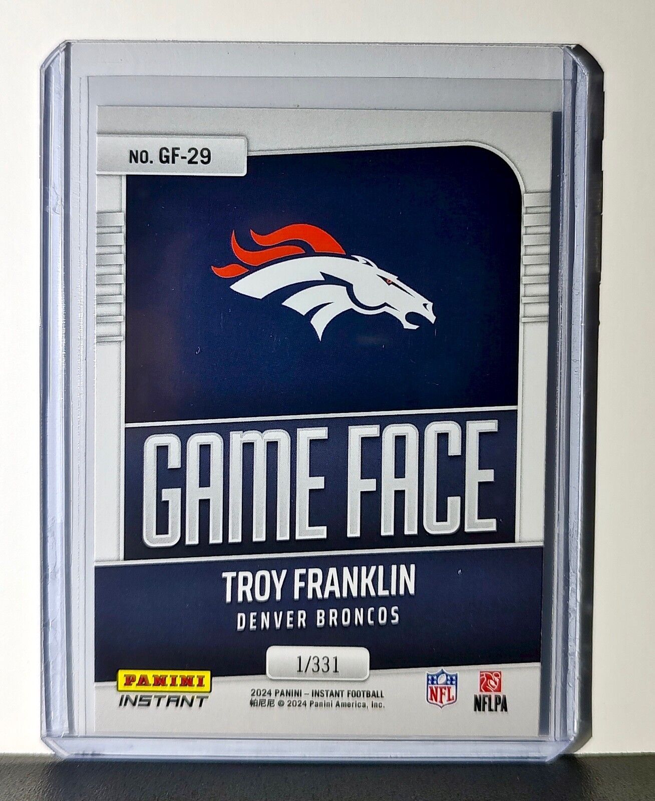 Troy Franklin 2024 Panini Game Face NFL #29 Rookie Football Card Broncos 1/331