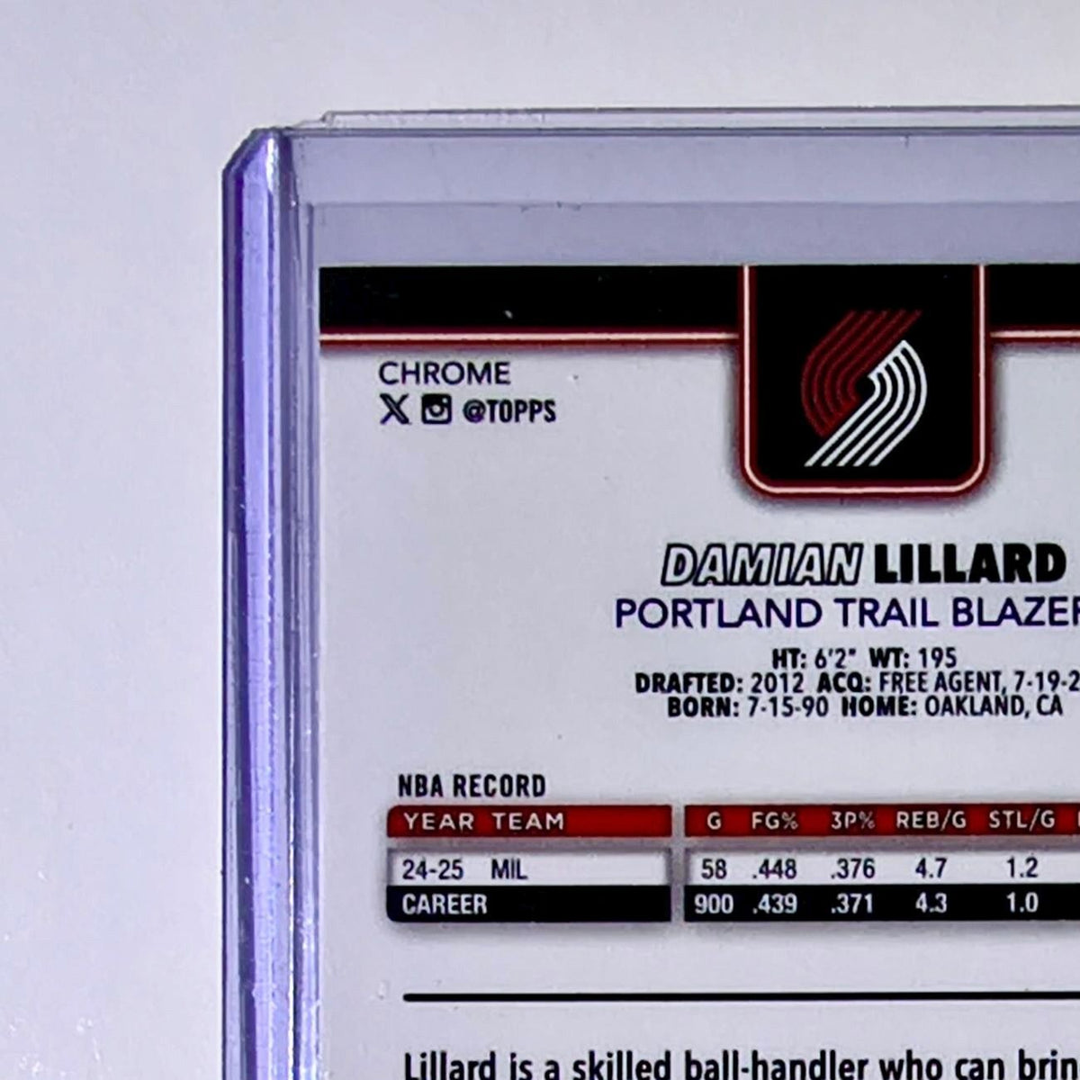 Damian Lillard 2025-26 NBA Topps Chrome Update RayWave Refractor #46 Card