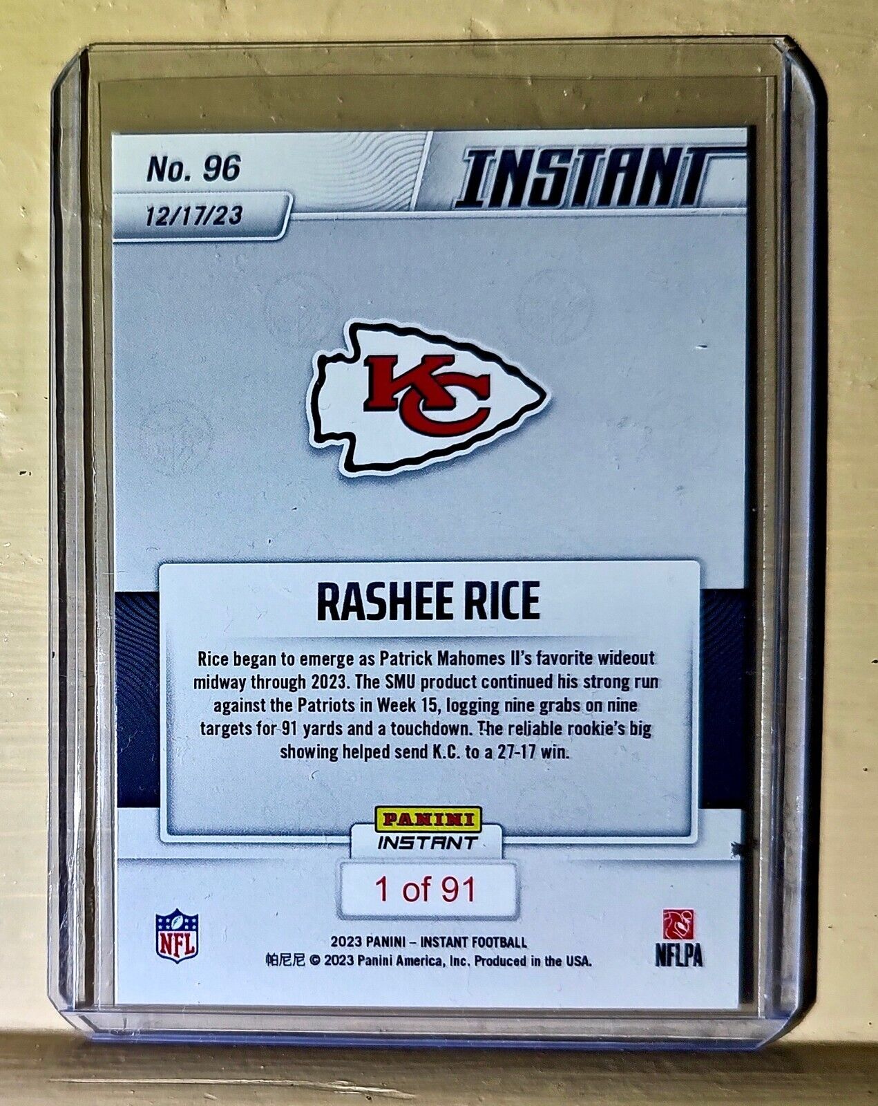 Rashee Rice 2023 Panini NFL Rookie Football #96 Card 1 of 91 Chiefs