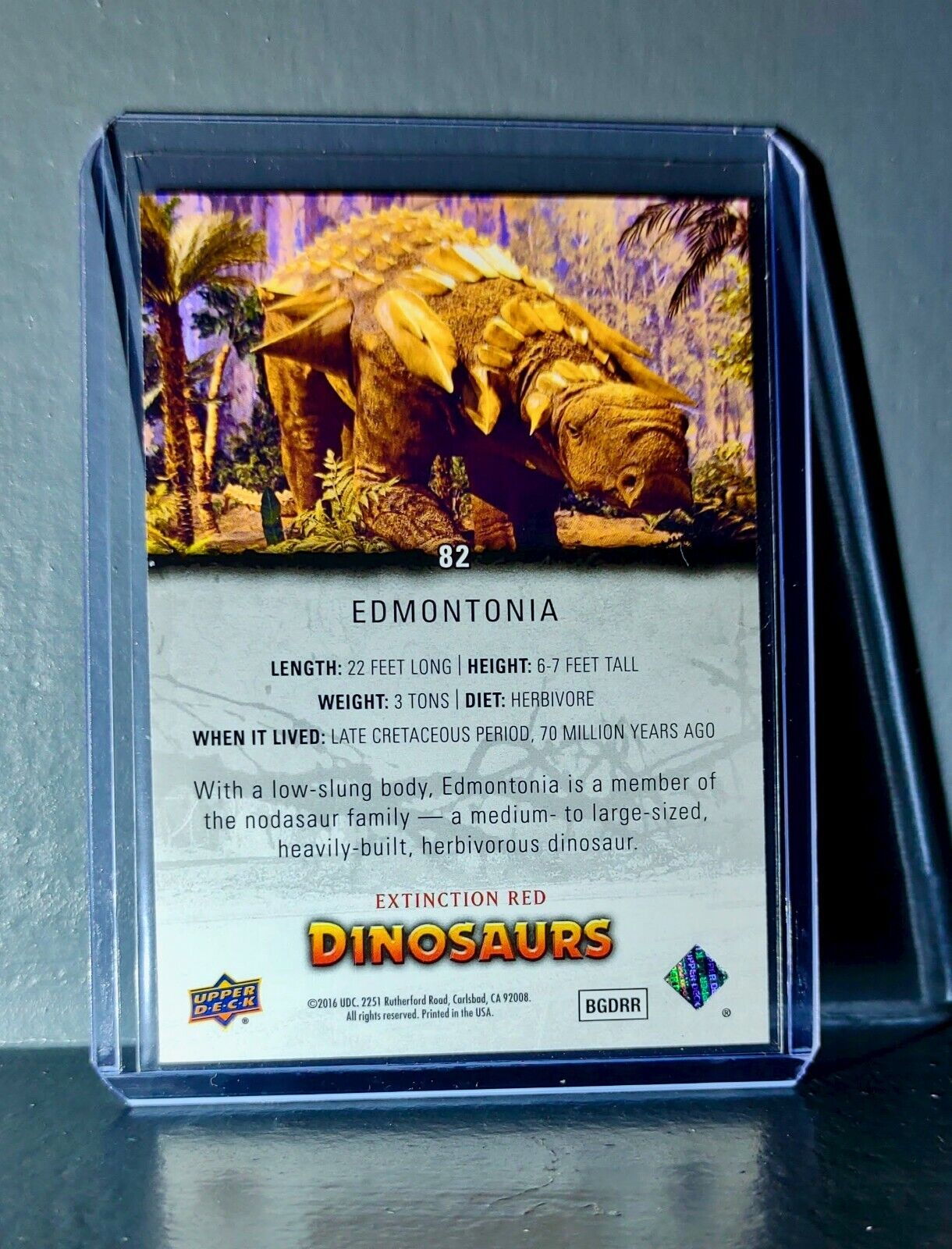 2015 Upper Deck Dinosaurs Edmontonia Extinction Red Parallel #82 Card