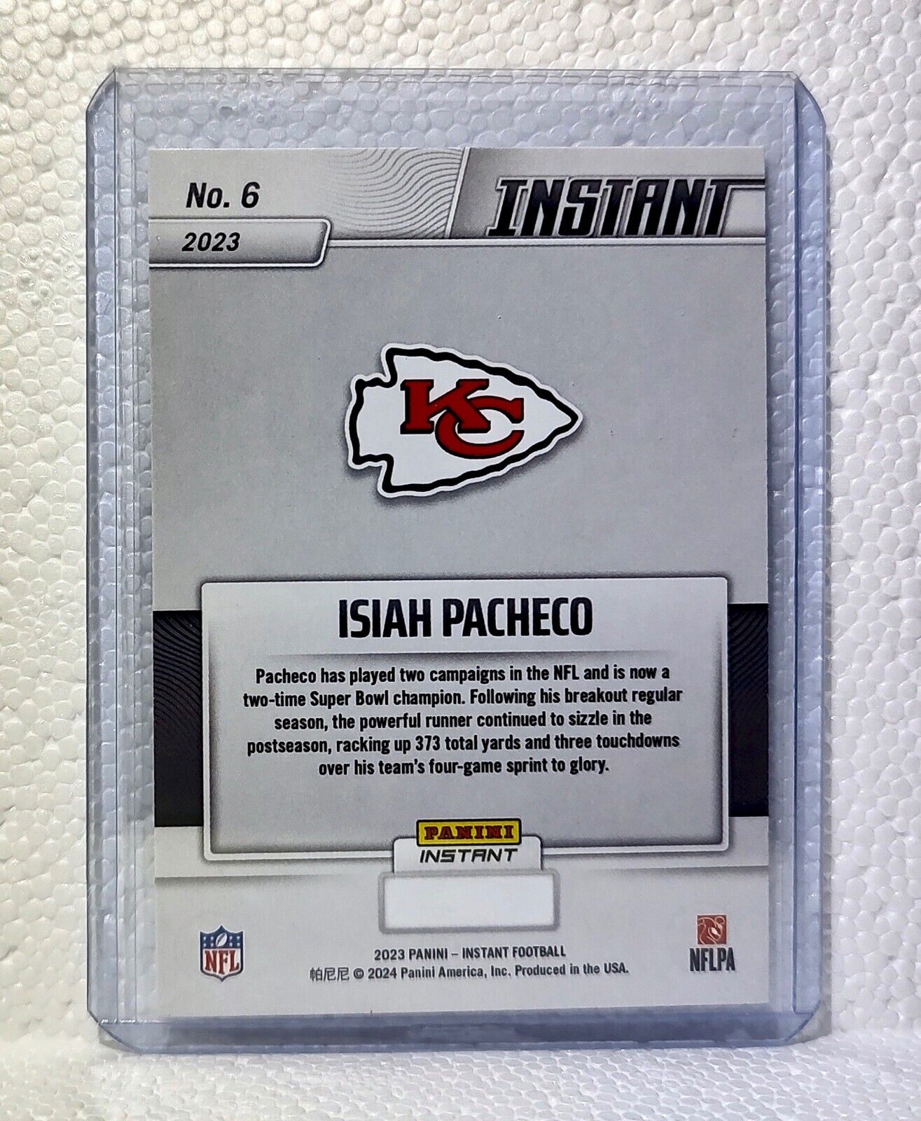 Isiah Pacheco 2023 Panini NFL Superbowl Champions #6 Card Kansas City Chiefs