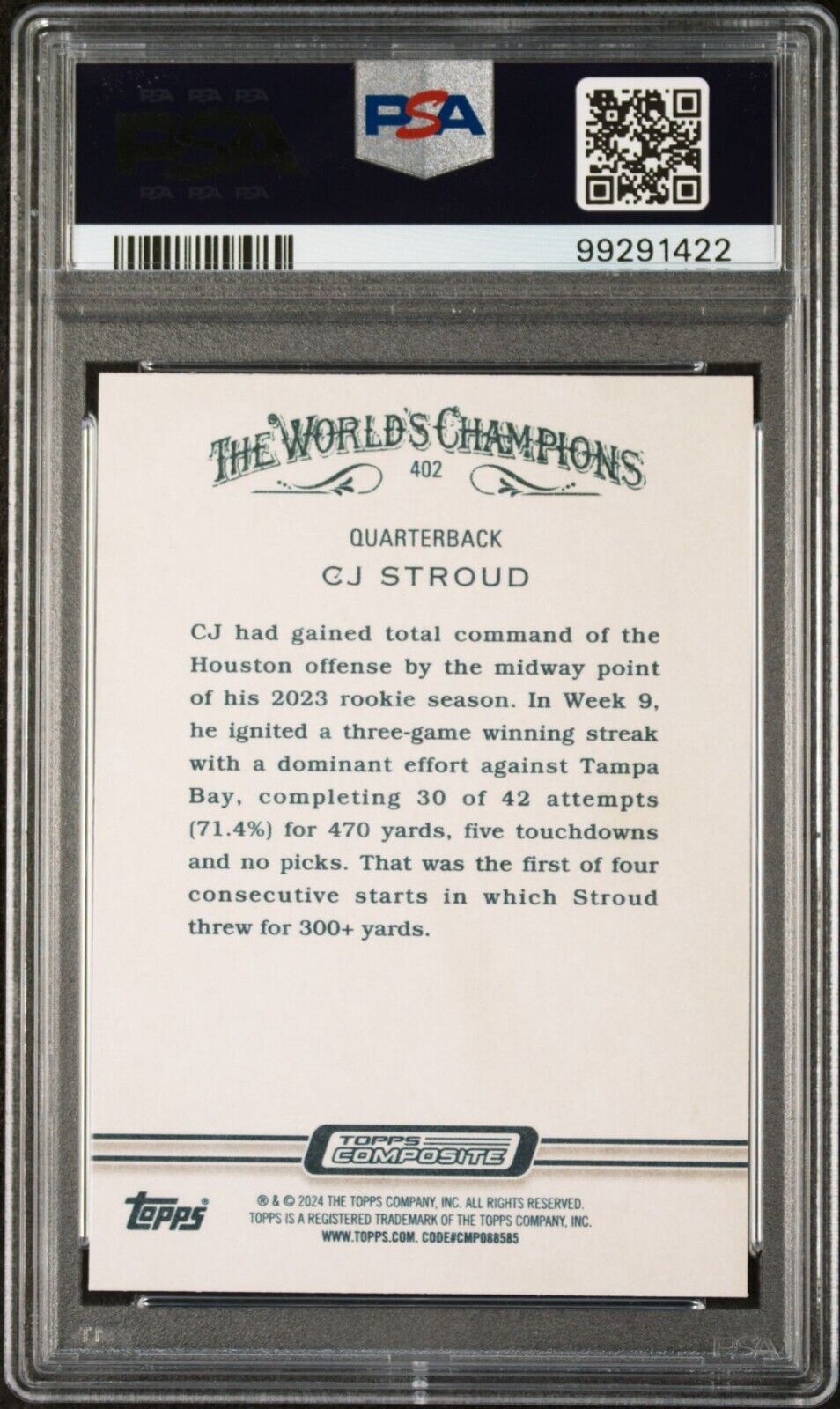 C.J. Stroud 2023 Topps Allen & Ginter NFL #402 Rookie Football Card PSA 10 Gem