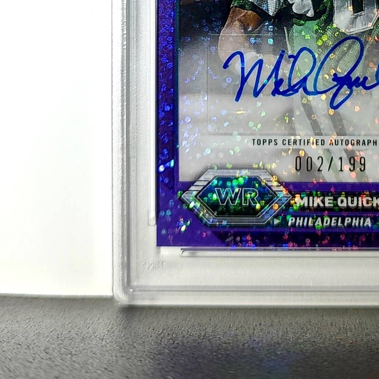 Mike Quick 2023 Topps Chrome Purple Speckle Refractor 2/199 PSA 9 Auto 10