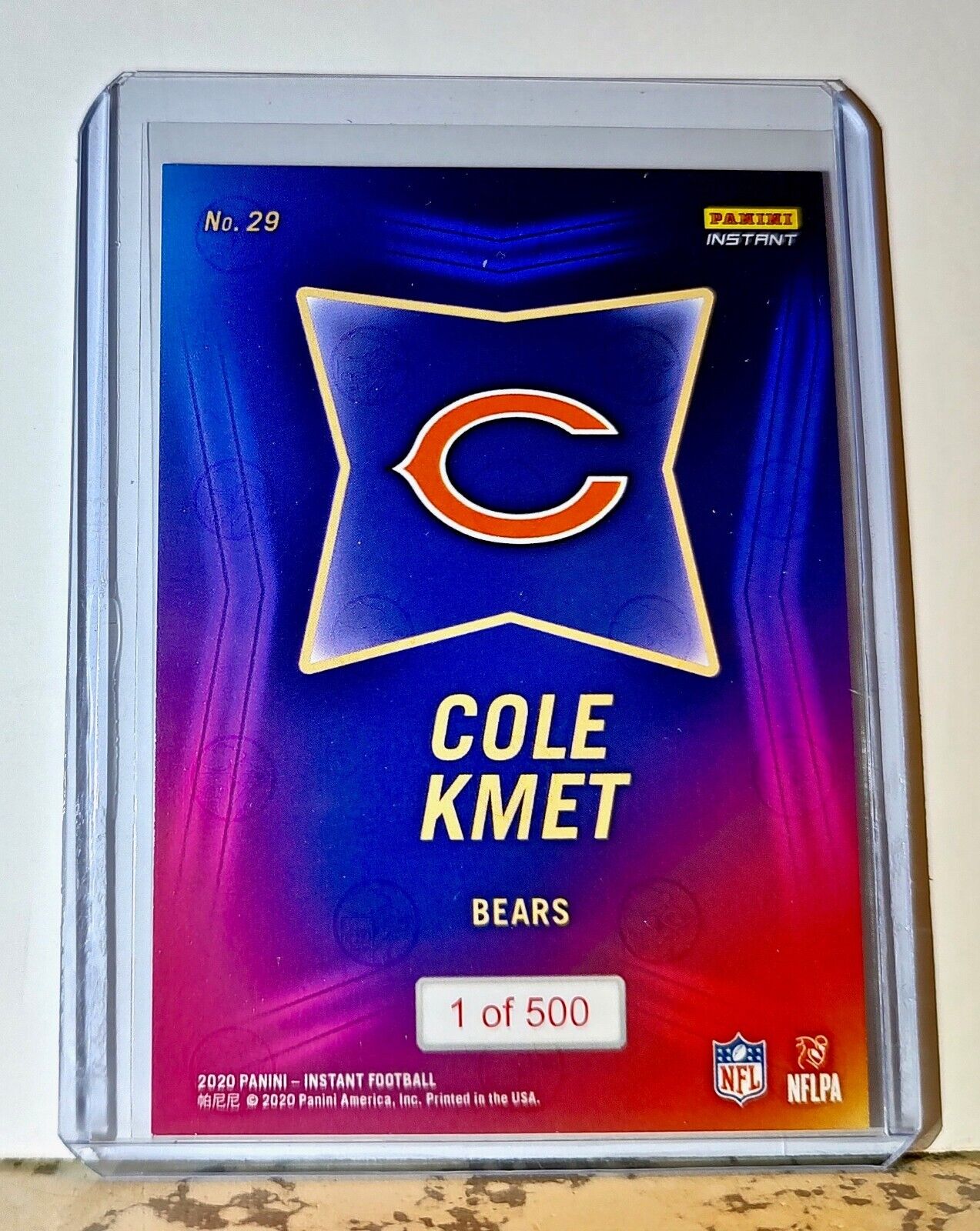 Cole Kmet 2020 NFL Draft Night NFL #29 Football Card Chicago Bears 1 of 500