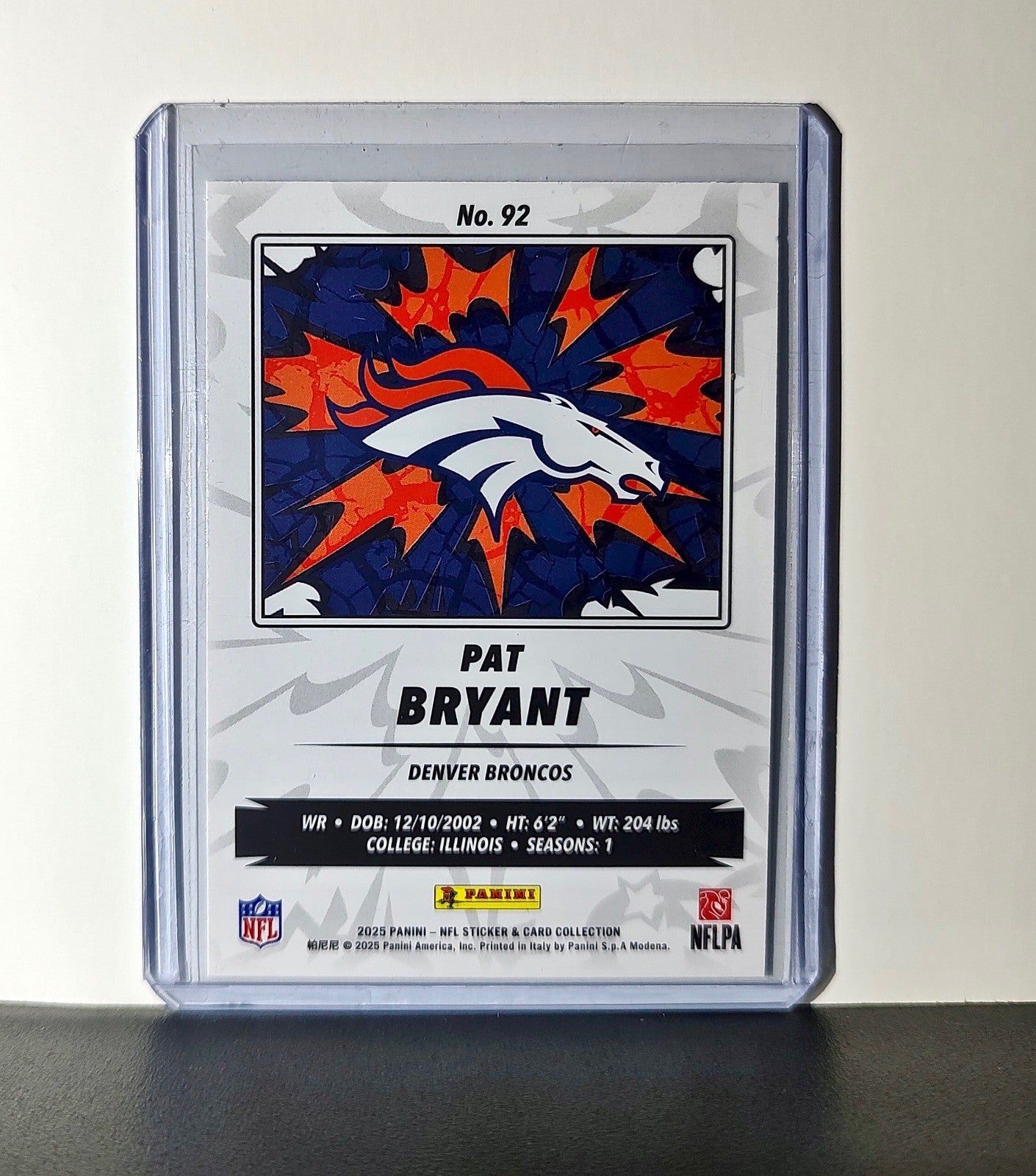 Pat Bryant Rookie 2025 Panini NFL #92 Sticker Card Denver Broncos