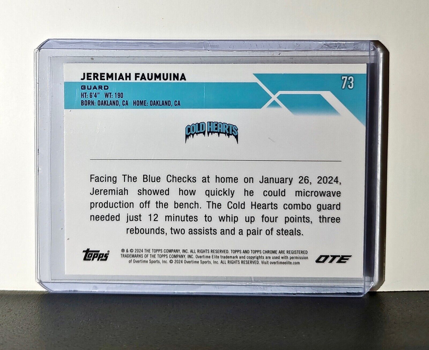 Jeremiah Faumuina 2023-24 Topps Chrome Overtime #73 Card Cold Hearts