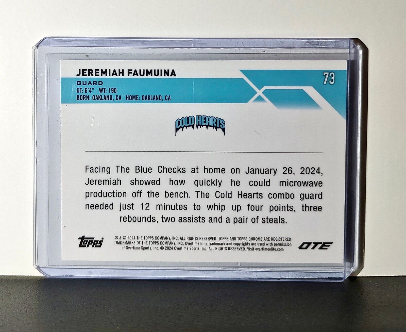 Jeremiah Faumuina 2023-24 Topps Chrome Overtime #73 Card Cold Hearts