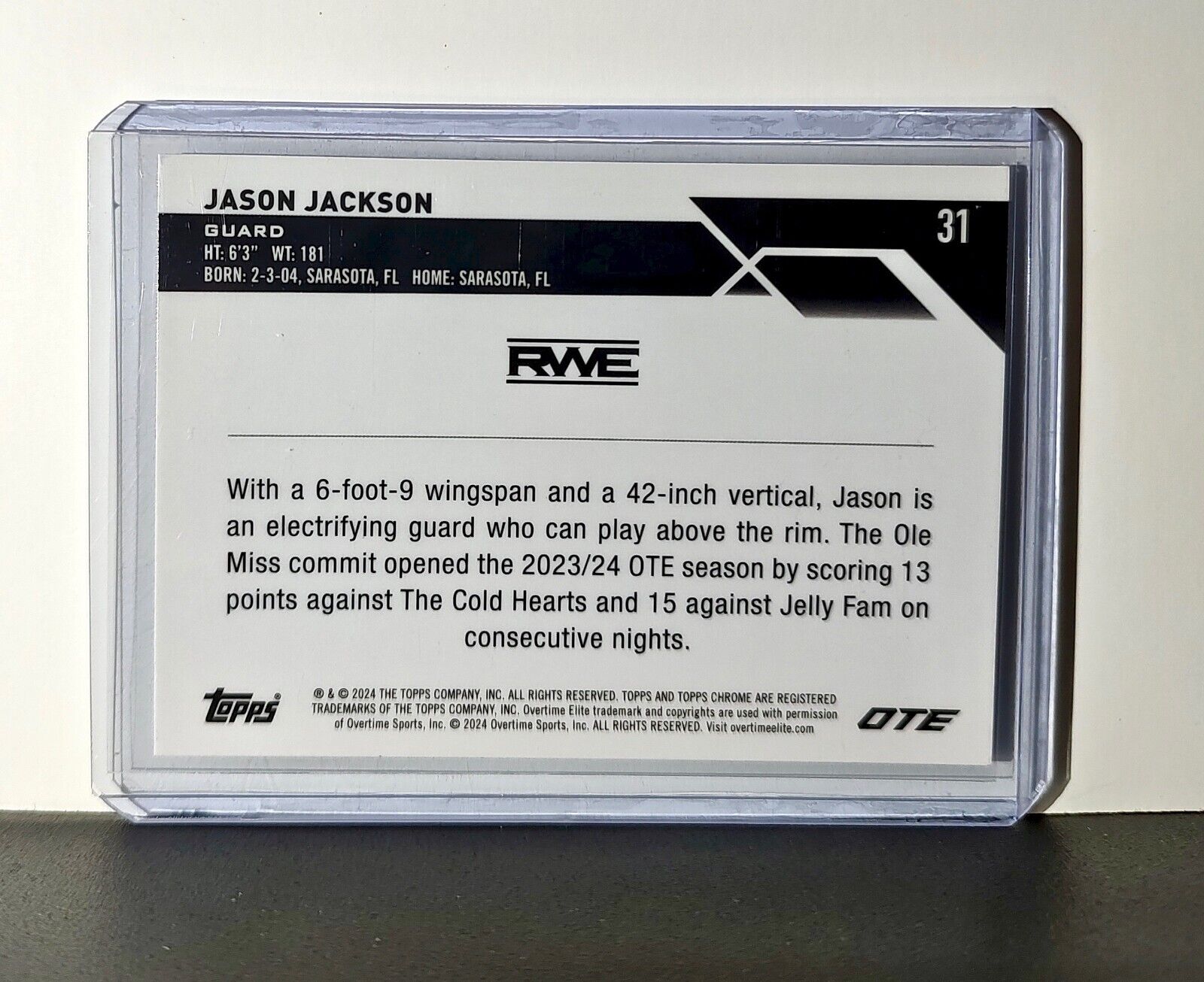 Jason Jackson Rookie Card 2023-24 Topps Chrome Overtime #31 RWE