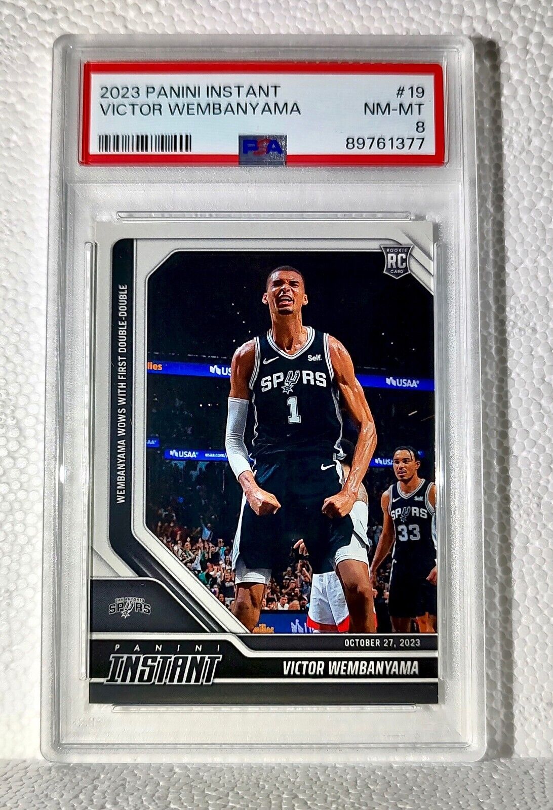 Victor Wembanyama 2023-24 Panini #19 NBA Rookie Card Spurs 1 of 18095 PSA 8 NM-M