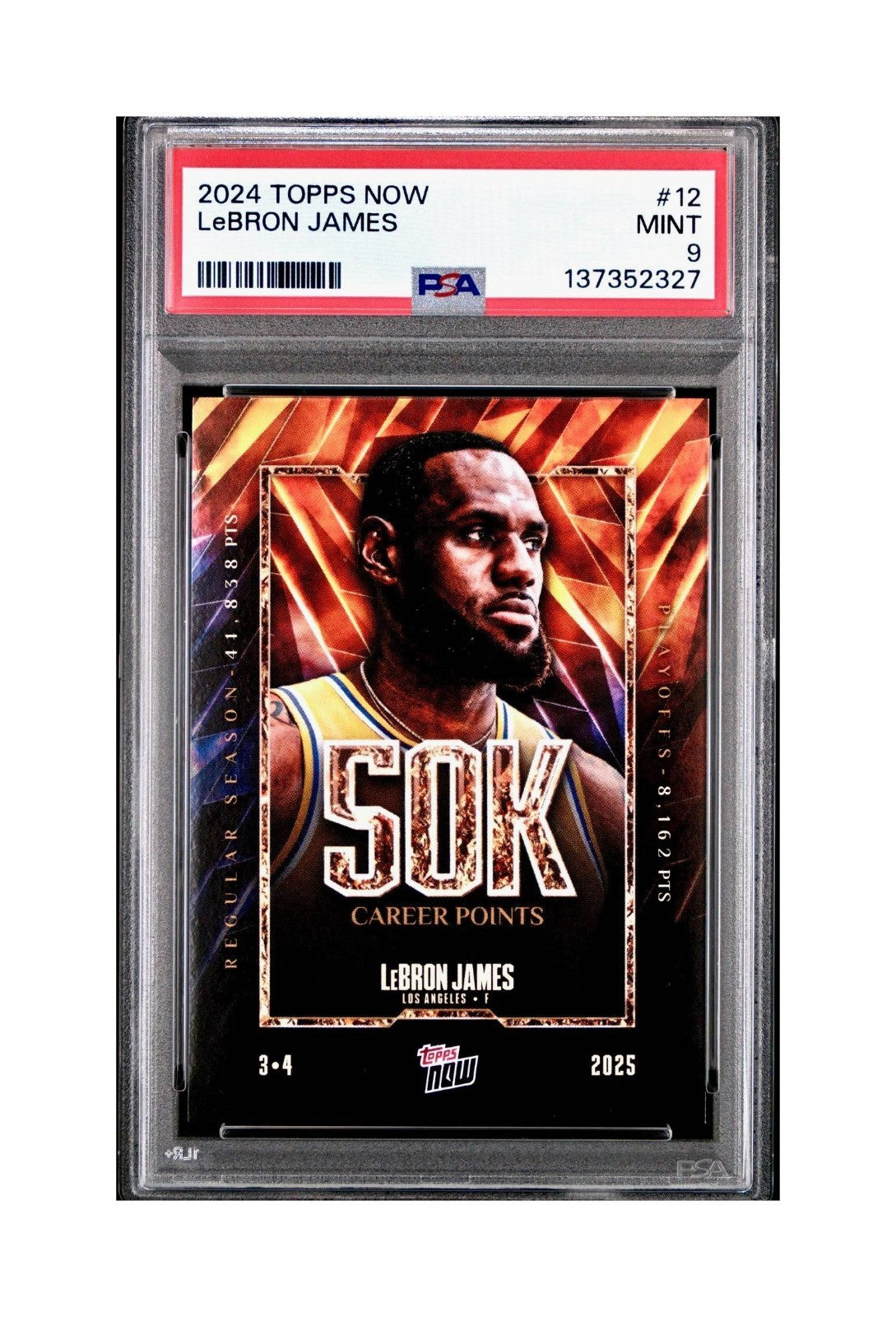 Lebron James 2024 Topps Now 50k Career Points #12 Card PSA 9 Mint