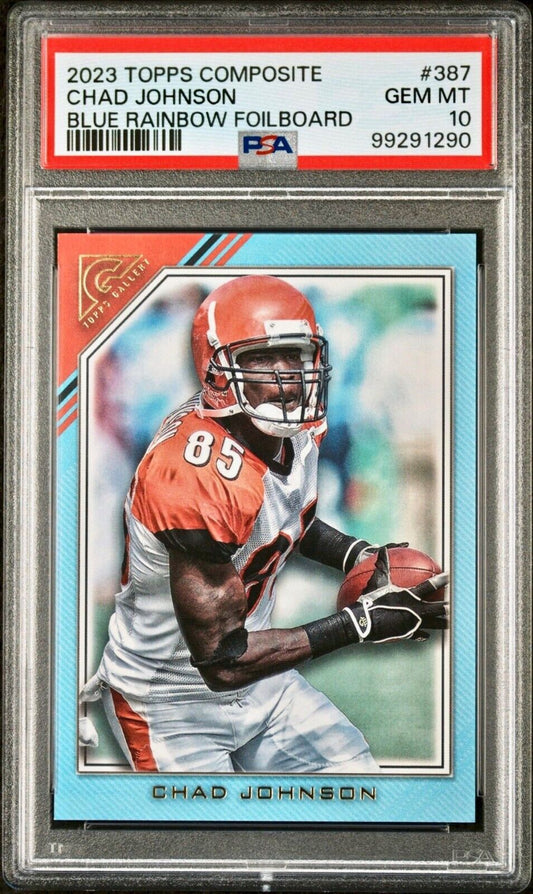 Chad Johnson 2023 Topps Gallery #387 Blue Rainbow Foilboard 52/99 Card PSA 10