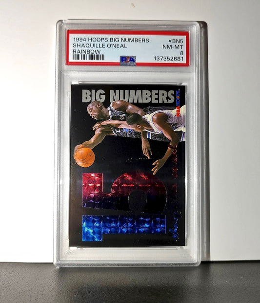 Shaquille O'Neal 1994 NBA Hoops Big Numbers #BN5 Rainbow PSA 8 NM-MT